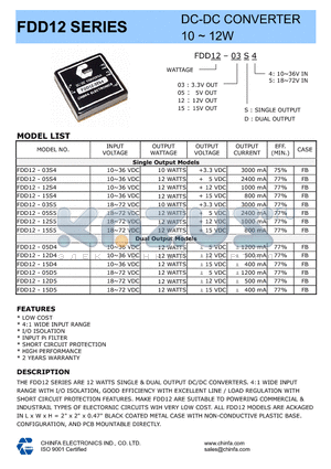 FDD12-03S4 datasheet - DC-DC CONVERTER