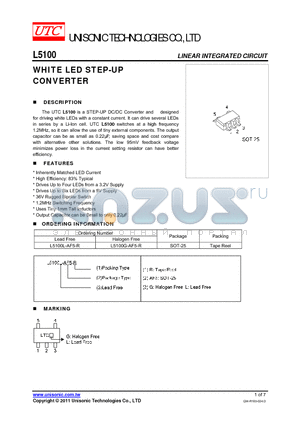 L5100_11 datasheet - WHITE LED STEP-UP CONVERTER