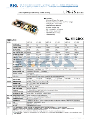 LPS-75-24 datasheet - 75W Single Output Switching Power Supply