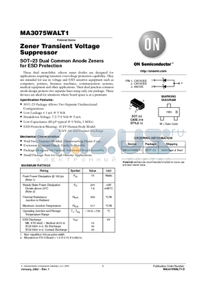 MA3075WALT1D datasheet - Zener Transient Voltage Suppressor