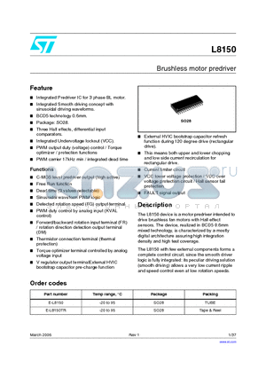 E-L8150 datasheet - Brushless motor predriver