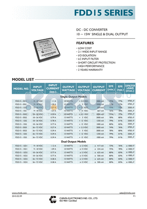 FDD15-03S3 datasheet - DC - DC CONVERTER