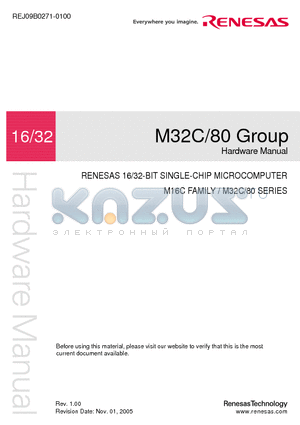 M32C80 datasheet - 16/32-BIT SINGLE-CHIP MICROCOMPUTER M16C FAMILY / M32C/80 SERIES