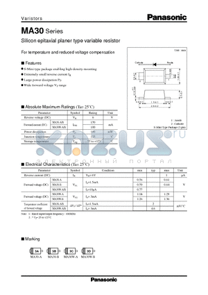 MA30W-A datasheet - Silicon epitaxial planer type variable resistor