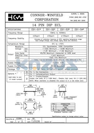 E01-512 datasheet - 14 PIN DIP ECL