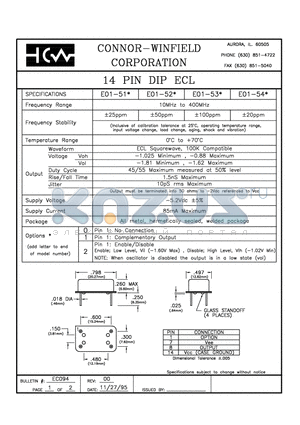 E01-531 datasheet - 14 PIN DIP ECL