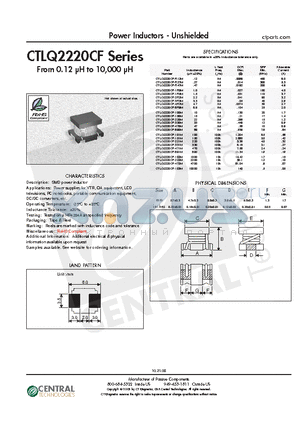 CTLQ2220CF-1R0M datasheet - Power Inductors - Unshielded