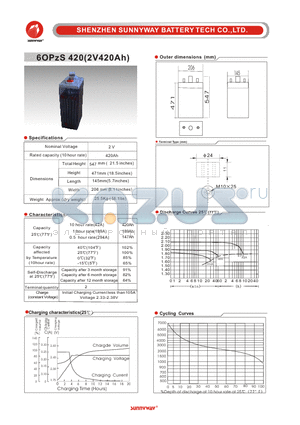 6OPZS420 datasheet - OPZS stationary flooded battery