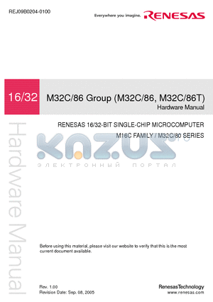 M32C86 datasheet - RENESAS 16/32-BIT SINGLE-CHIP MICROCOMPUTER M16C FAMILY / M32C/80 SERIES