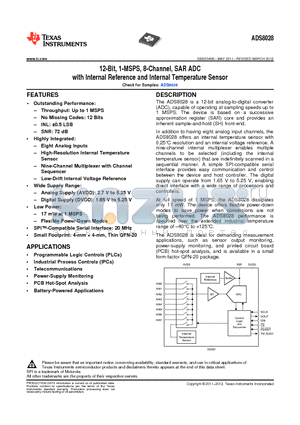 ADS8028 datasheet - 12-Bit, 1-MSPS, 8-Channel, SAR ADC