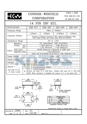 E02-521 datasheet - 14 PIN DIP ECL