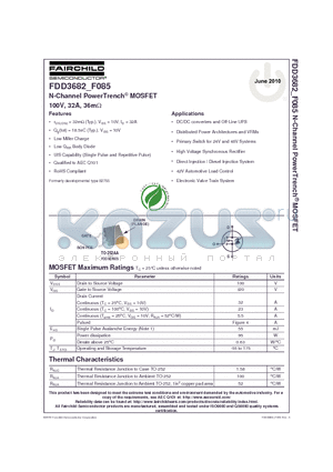 FDD3682_10 datasheet - N-Channel PowerTrench^ MOSFET 100V, 32A, 36mY