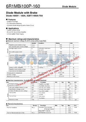 6R1MBI100P-160 datasheet - Diode Module with Brake