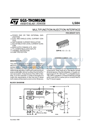 L584 datasheet - MULTIFUNCTION INJECTION INTERFACE