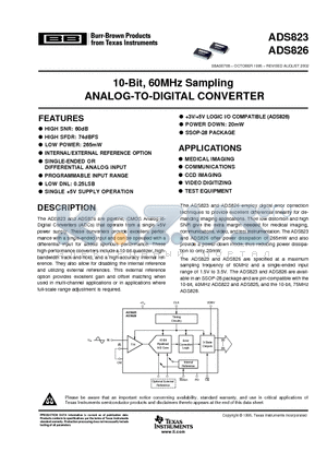 ADS823E/1KG4 datasheet - 10-Bit, 60MHz Sampling ANALOG-TO-DIGITAL CONVERTER