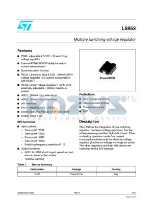 L5953 datasheet - Multiple switching voltage regulator