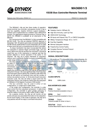 MA3690 datasheet - 1553B Bus Controller/Remote Terminal