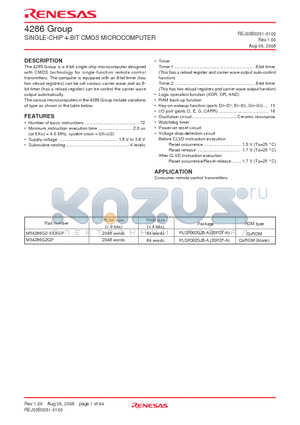 M34286 datasheet - SINGLE-CHIP 4-BIT CMOS MICROCOMPUTER