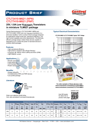 CTLT7410-M621 datasheet - 25V, 1.0A Low VCE(SAT) Transistors in miniature TLM621 package