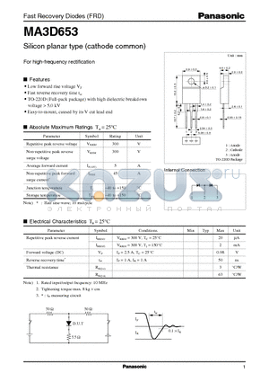 MA3D653 datasheet - Silicon planar type (cathode common)