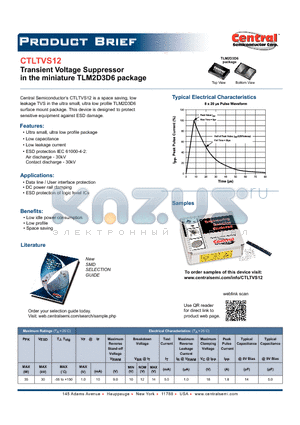 CTLTVS12 datasheet - Transient Voltage Suppressor in the miniature TLM2D3D6 package