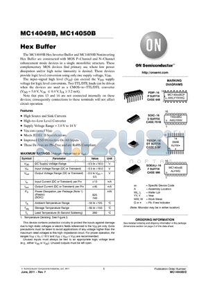 MC14049BDG datasheet - Hex Buffer