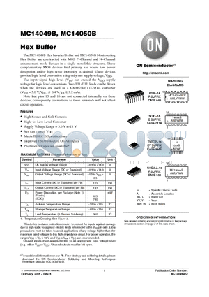 MC14049BDR2 datasheet - Hex Buffer