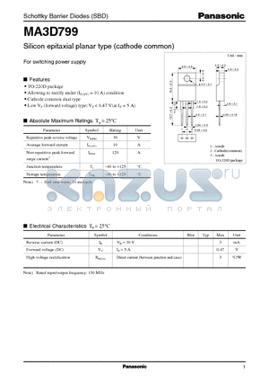 MA3D799 datasheet - Silicon epitaxial planar type (cathode common)