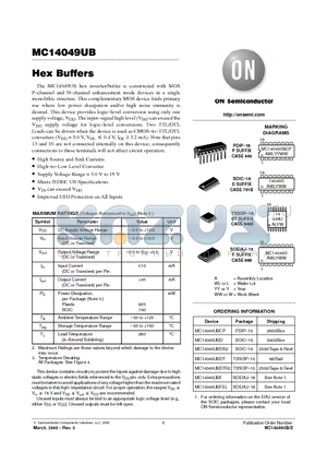 MC14049UB datasheet - Hex Buffers