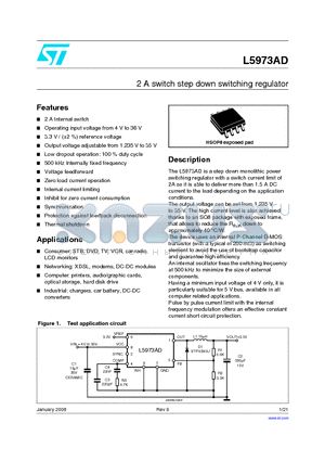 L5973AD datasheet - 2 A switch step down switching regulator