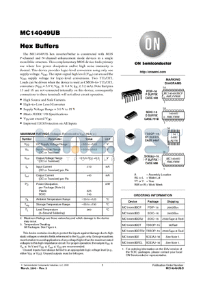 MC14049UBDTR2 datasheet - Hex Buffers