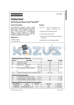 FDD6676AS datasheet - 30V N-Channel PowerTrench SyncFET