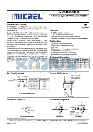 MIC94051YM4 datasheet - 4-Terminal SymFET P-Channel MOSFET