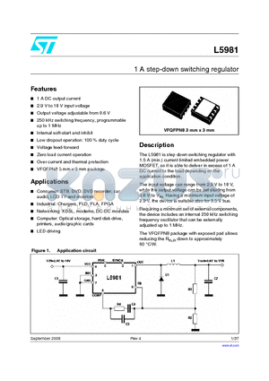 L5981TR datasheet - 1 A step-down switching regulator