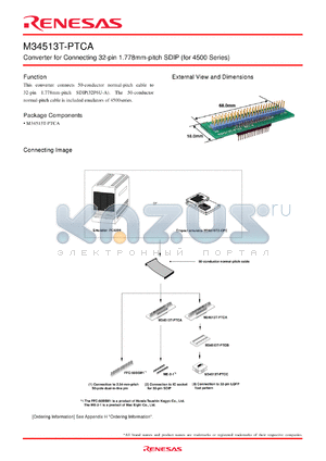 M34513T-PTCA datasheet - Converter for Connecting 32-pin 1.778mm-pitch SDIP (for 4500 Series)