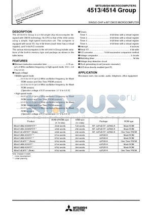 M34513E8FP datasheet - SINGLE-CHIP 4-BIT CMOS MICROCOMPUTER