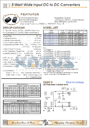E05-X5 datasheet - 5 Watt Wide Input DC to DC Converters