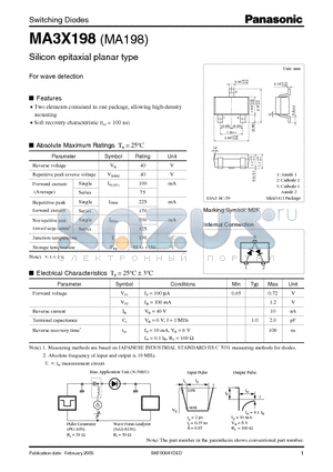 MA3X198 datasheet - Silicon epitaxial planar type