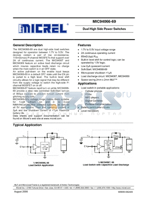MIC94069YML datasheet - Dual High Side Power Switches