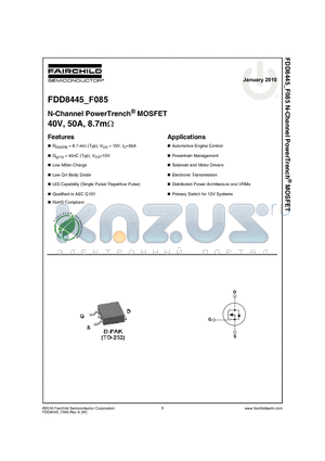 FDD8445_10 datasheet - N-Channel PowerTrench^ MOSFET 40V, 50A, 8.7mY