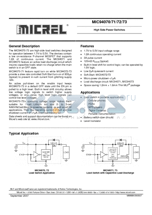 MIC94071 datasheet - High Side Power Switches