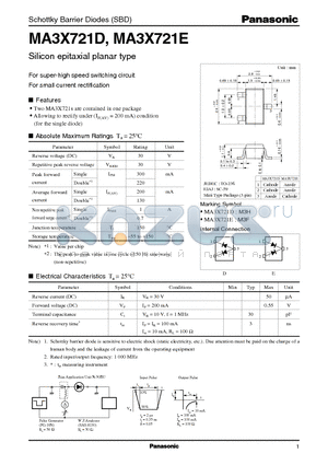 MA3X721D datasheet - Silicon epitaxial planar type