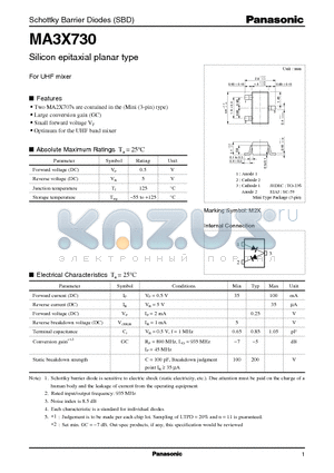 MA3X730 datasheet - Silicon epitaxial planar type