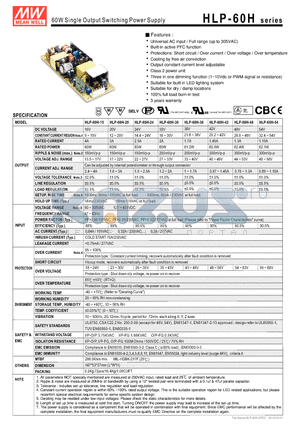 HLP-60H datasheet - 60W Single Output Switching Power Supply