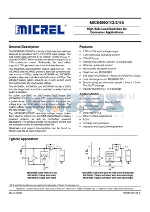 MIC94090YC6 datasheet - High Side Load Switches for Consumer Applications