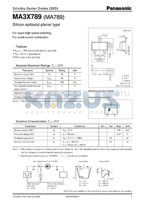 MA3X789 datasheet - Schottky Barrier Diodes (SBD)