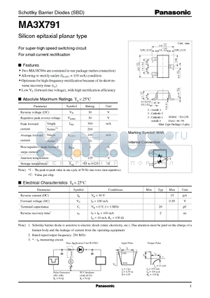 MA3X791 datasheet - Silicon epitaxial planar type