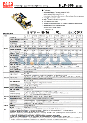 HLP-60H-20 datasheet - 60W Single Output Switching Power Supply