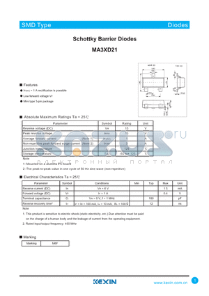 MA3XD21 datasheet - Schottky Barrier Diodes