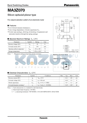 MA3Z070 datasheet - Silicon epitaxial planar type